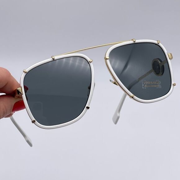 BRAND NEW VERSACE VE2233 147187 White/Dark Grey Unisex Sunglasses main image 4